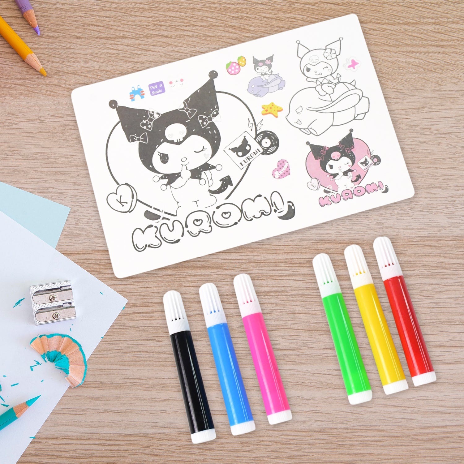 Coloring Book for Kids 6 Sheets with 6 Colorful Markers  (1 Set) Coloring Book for Kids 6 Sheets with 6 Colorful Markers  (1 Set)